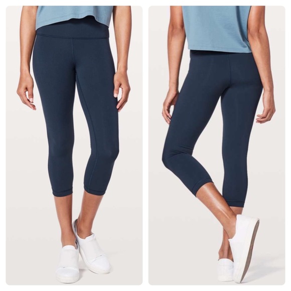 Lululemon Wunder Under Crop High Rise Full On Luxtreme Leggings True Navy Size 6 - Picture 1 of 7
